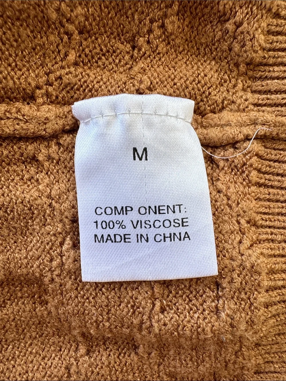 Brown gray white stripe textured knit long sleeve crewneck sweater size medium